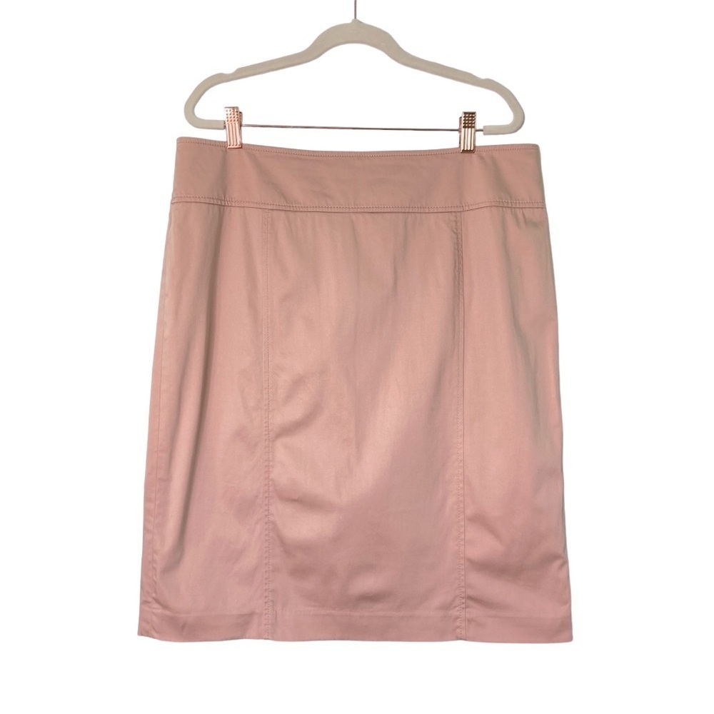 Talbots‎ Midi Brushed Cotton A-Line Straight Lined Skirt Blush Pink (Size 14)